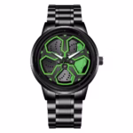 Men’s Luxury Spinning Rim Watch – 42mm Rotating Wheel Dial Quartz Wristwatch with Stainless Steel Strap - geradiano