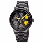 Men’s Luxury Spinning Rim Watch – 42mm Rotating Wheel Dial Quartz Wristwatch with Stainless Steel Strap - geradiano