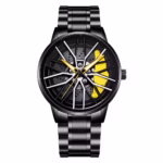 Men’s Luxury Spinning Rim Watch – 42mm Rotating Wheel Dial Quartz Wristwatch with Stainless Steel Strap - geradiano