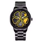 Men’s Luxury Spinning Rim Watch – 42mm Rotating Wheel Dial Quartz Wristwatch with Stainless Steel Strap - geradiano